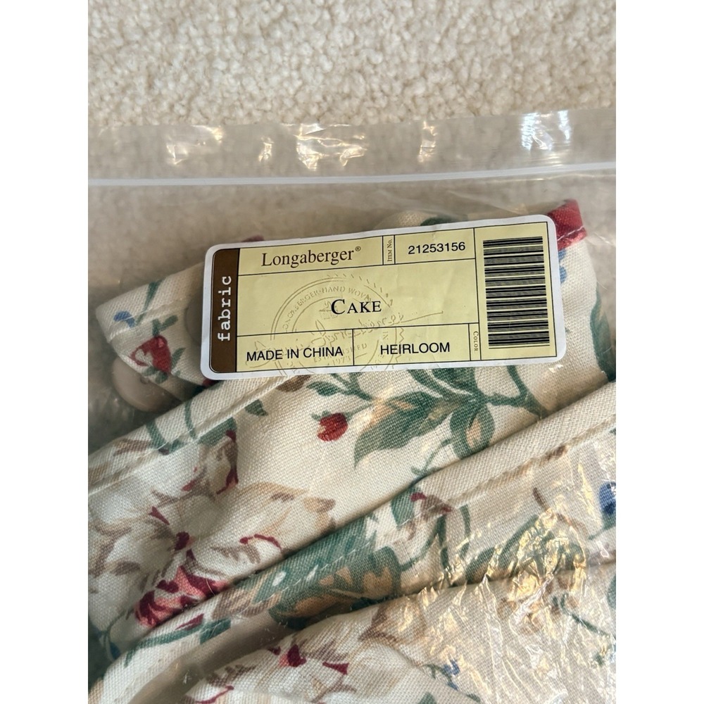 Longaberger Heirloom Floral Cake Basket Liner Button Tabs Retired21253156 NIP